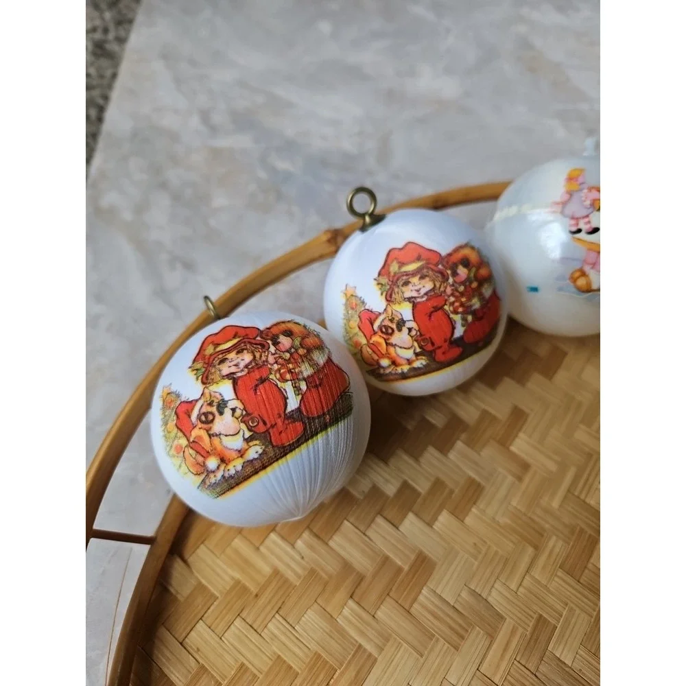 Vintage Christmas Ornaments Satin Silk Ball Wrapped Lot of 4 Random Designs